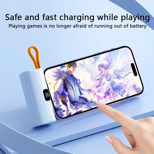 30000Mah Mini Power Bank Ingebouwde Kabel Powerbank Digitale Display Externe Batterij Draagbare Oplader Voor Iphone Samsung Xiaomi
