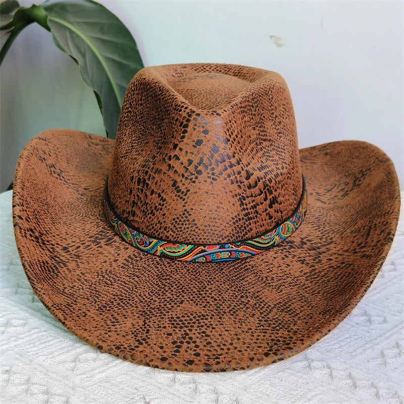 Faux Leather Western Cowboy Hats Men Women retro cowboy hats big brim cowgirl hat knight hat men. Australian
