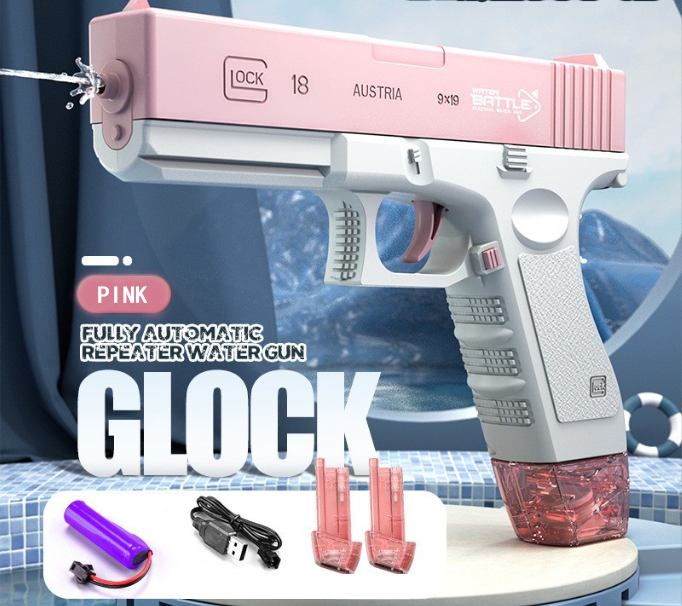 Fully Automatic Glock w Da Drum, Continuous Electric Water Gun toy