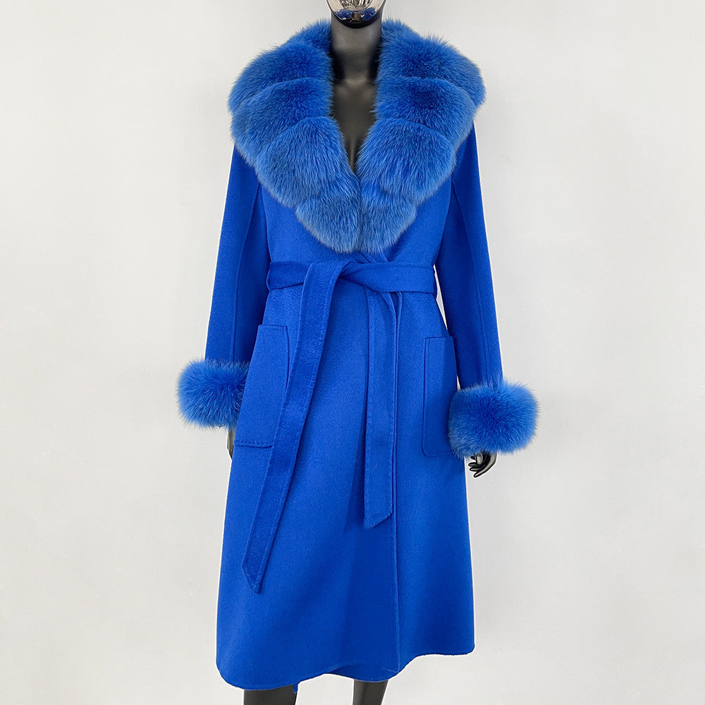 Double sided wavy woolen coat with extended temperament