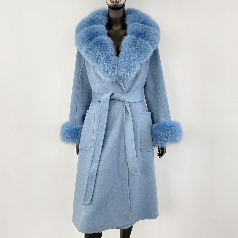 Double sided wavy woolen coat with extended temperament