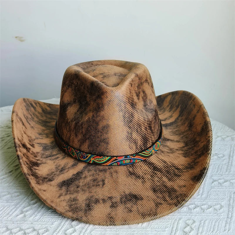 Faux Leather Western Cowboy Hats Men Women retro cowboy hats big brim cowgirl hat knight hat men. Australian