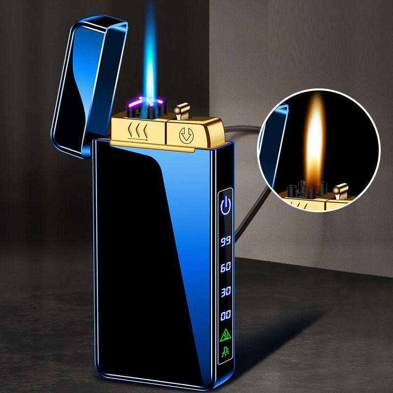 Gas electric triple fire metal windproof inflatable charging lighter personalized and creative trendy gift for boyfriend