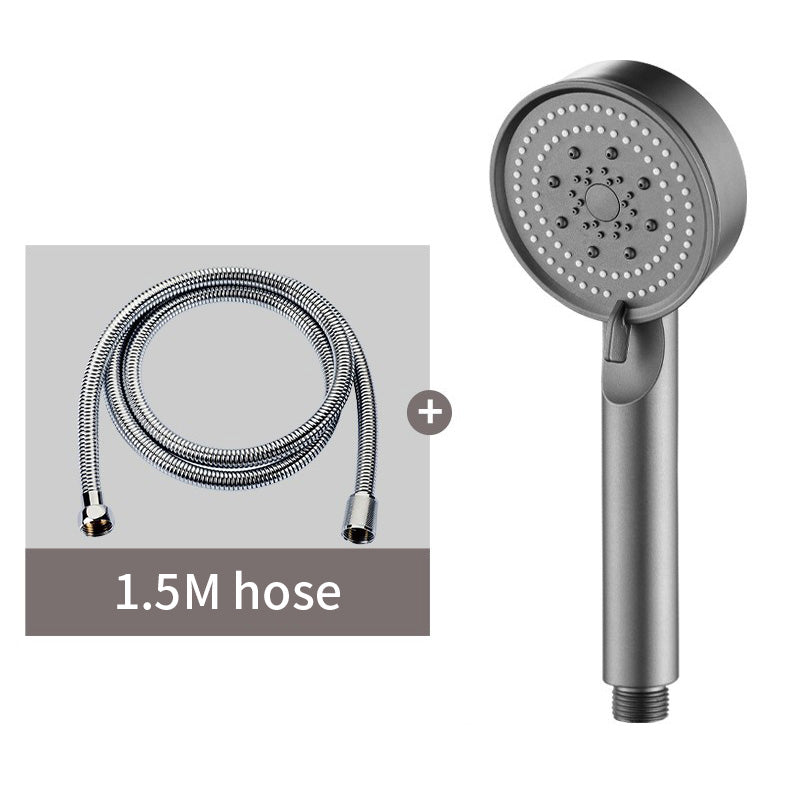 Spray Shower Pressurized Shower Head Matte Black Large Handheld Shower Head Set Five-Speed Multi-Function