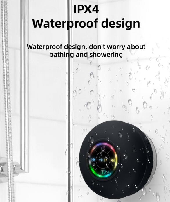 Large suction cup waterproof Bluetooth speaker w/ LED light emitting & waterproof