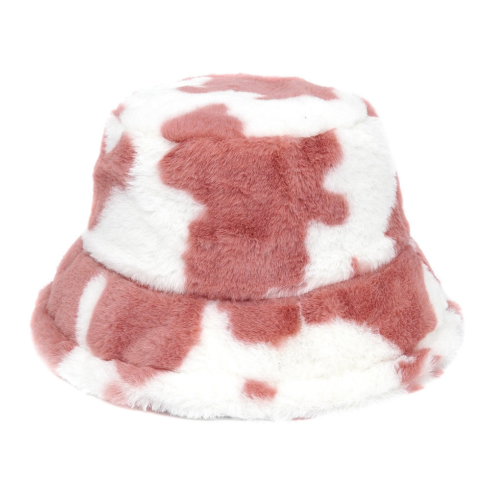 Autumn Winter Camouflage Faux Fur Bucket Hats Women Girl Fashion Warm Soft Velvet Fluffy Fisherman Hat Ladies Outdoor Panama