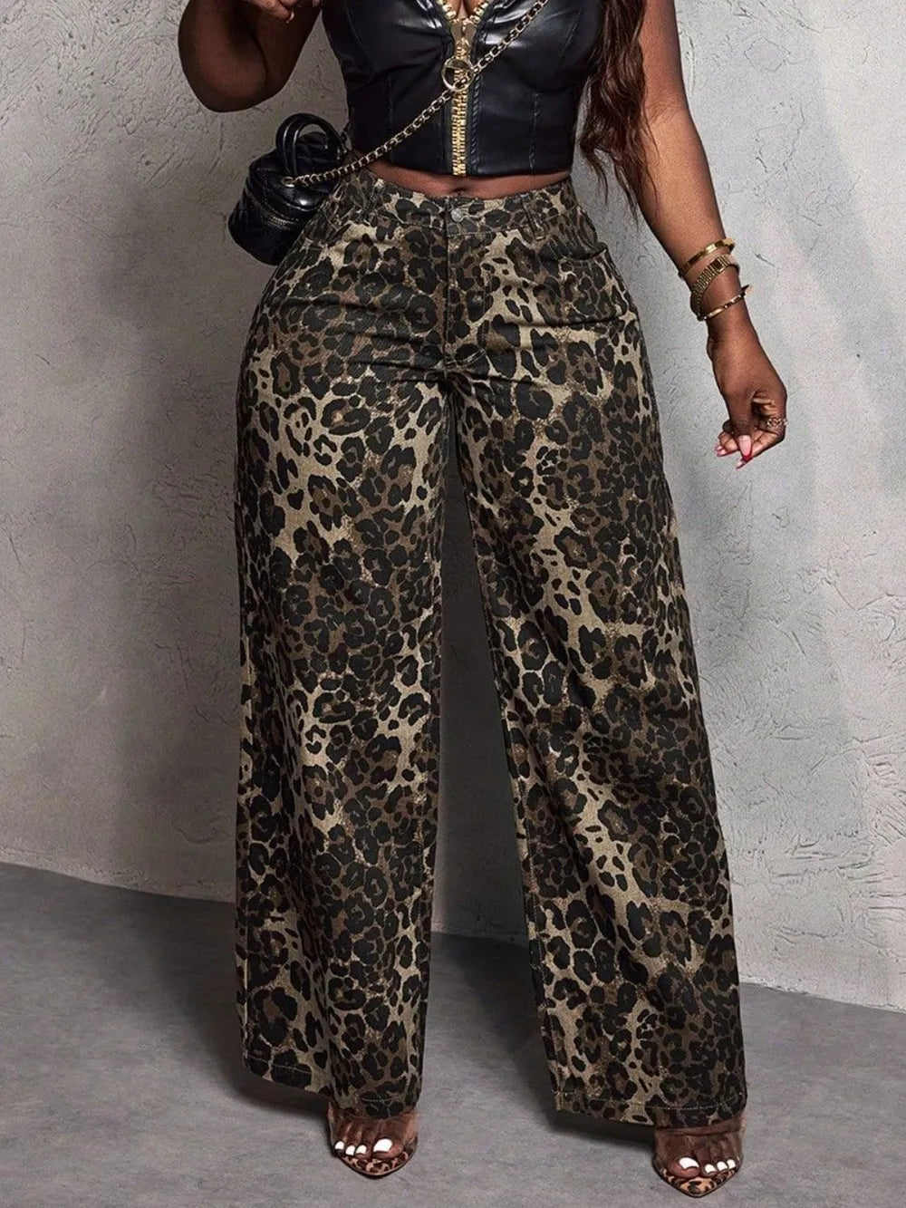 Leopard Wide Leg Jeans