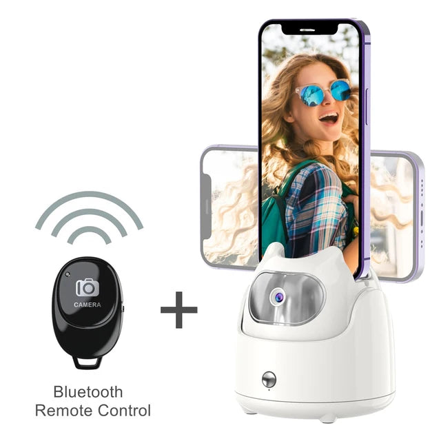 360° Rotation Automatic Face Tracking Gimbal Mobile Phone Holder APP-Free AI Face Recognition Phone Tripod for Live Vlog Video