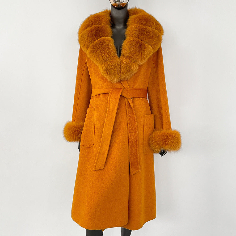 Double sided wavy woolen coat with extended temperament