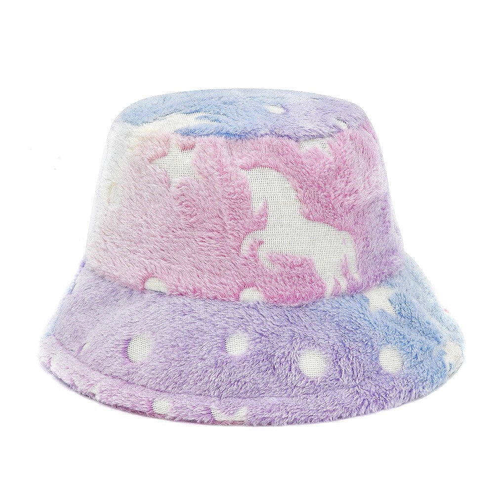 Autumn Winter Camouflage Faux Fur Bucket Hats Women Girl Fashion Warm Soft Velvet Fluffy Fisherman Hat Ladies Outdoor Panama