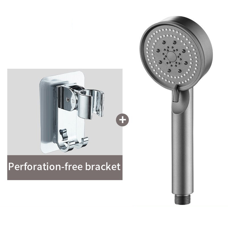 Spray Shower Pressurized Shower Head Matte Black Large Handheld Shower Head Set Five-Speed Multi-Function