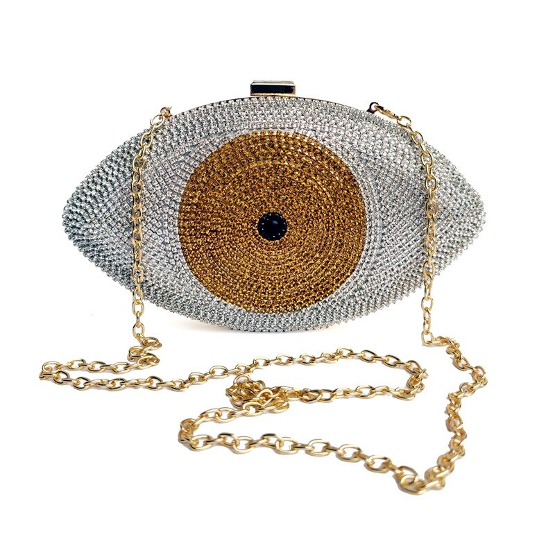The Evil Eye Crystal Purse Women Evening Bag Gold Silver Black Party Clutch Bag Lady Minaudiere Banquet Pochette Handbag