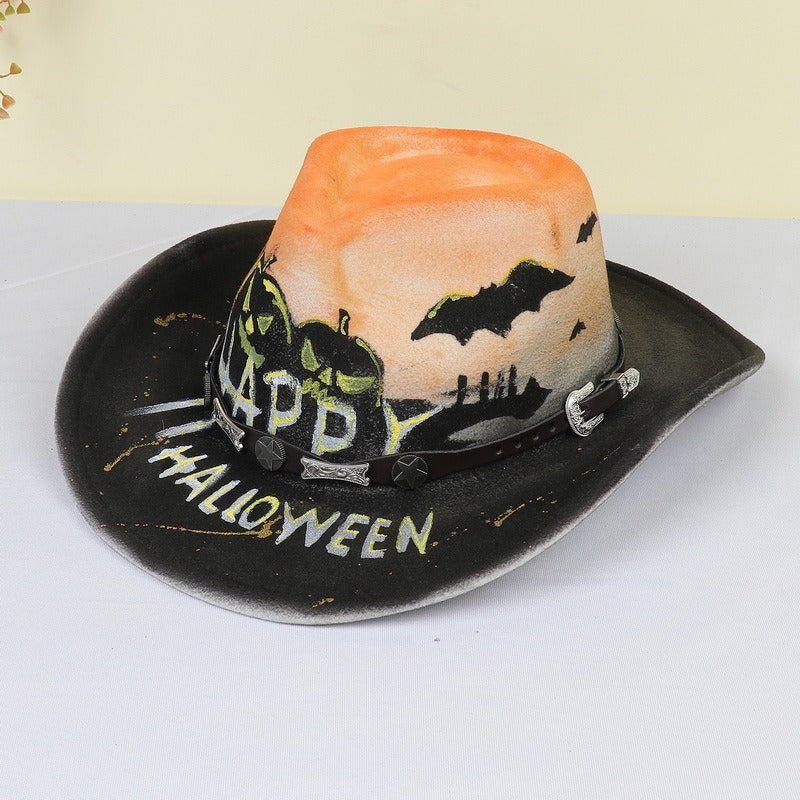 Halloween carnival party pumpkin hat ghost festival cocked hat dance performance cowboy hat