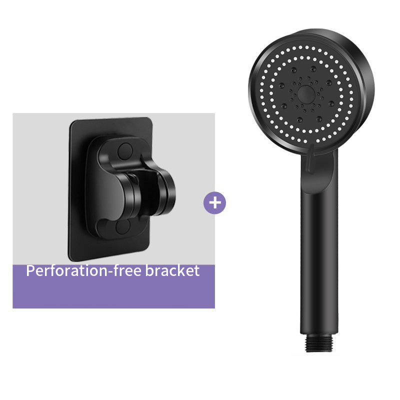 Spray Shower Pressurized Shower Head Matte Black Large Handheld Shower Head Set Five-Speed Multi-Function