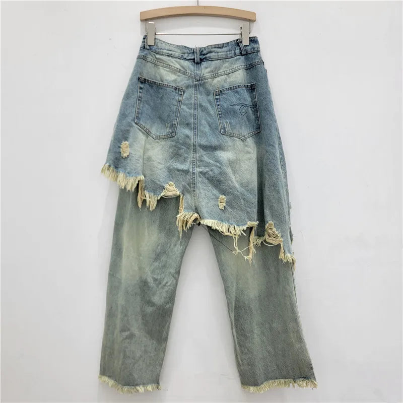 2026 Frayed Denim Skirt Pencil Silhouette Quick Dry Nylon/Cotton Trend