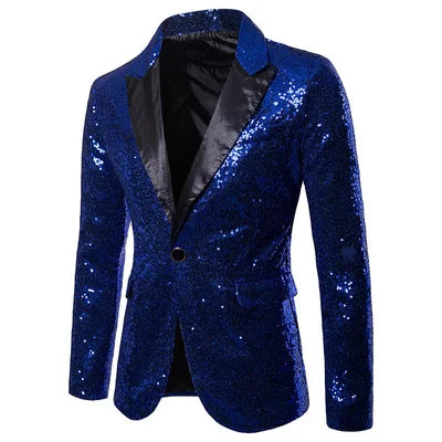 Men's Glitter Sequin Suit Jacket Fancy Coats Wedding Party Blazer Gentleman  Bling Formal Jacket