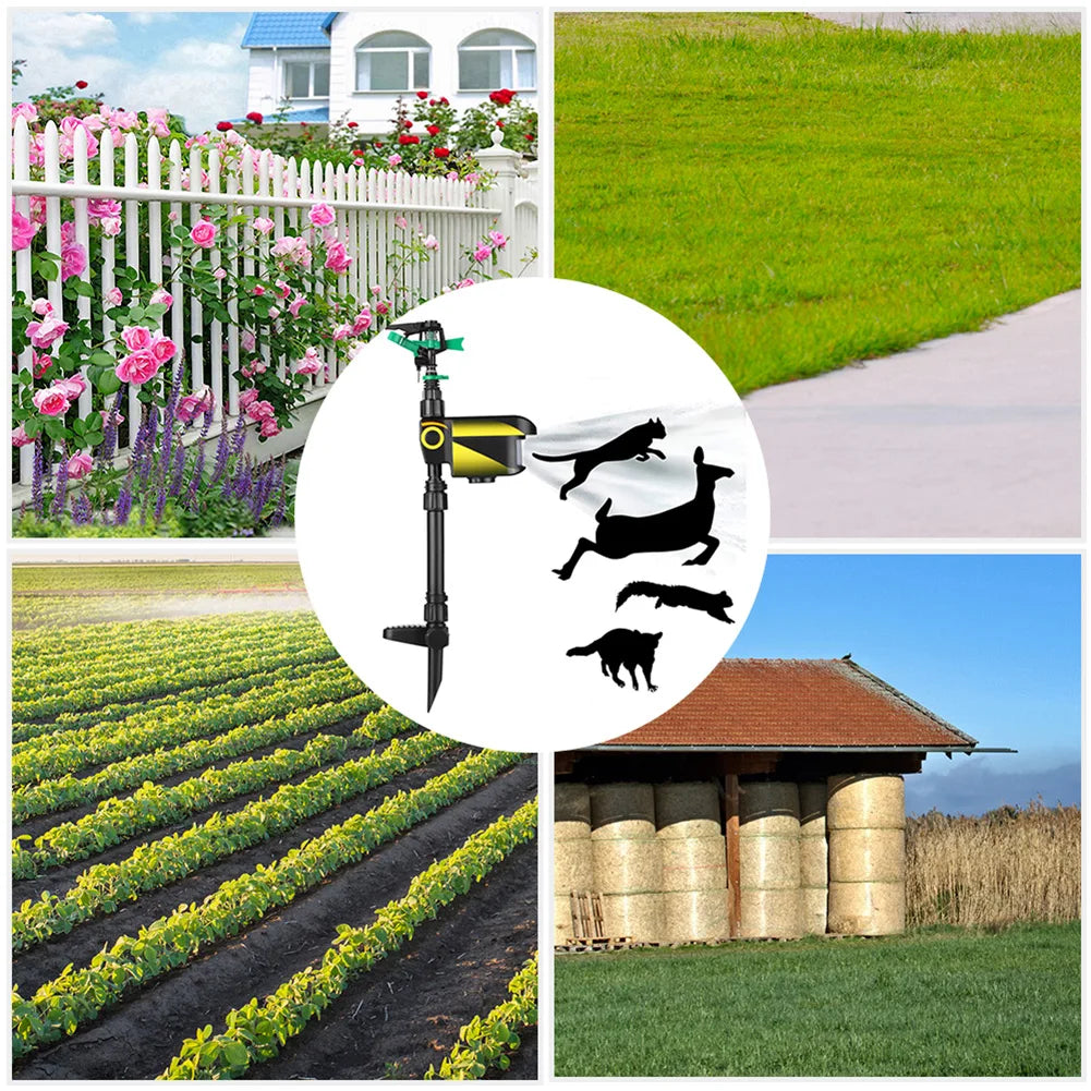 Solar Powered Motion Activated Animal Bird Mouse Repellent Garden Lawn Sprinkler  invading animal away from the garden orchard