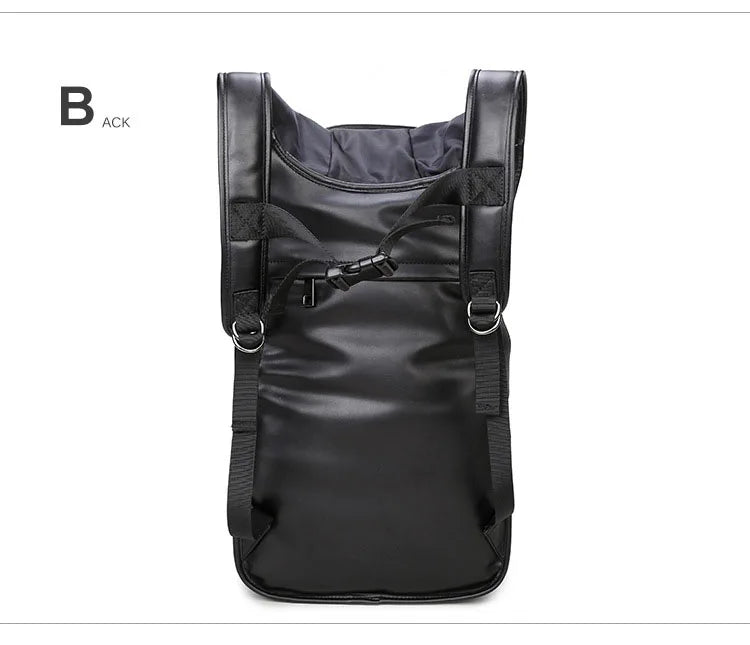 Unisex Waterproof Thicken Leather Backpack - 3D Rivet Embossed, Hooded Design, Spacious Laptop Rucksack for Daily & Travel