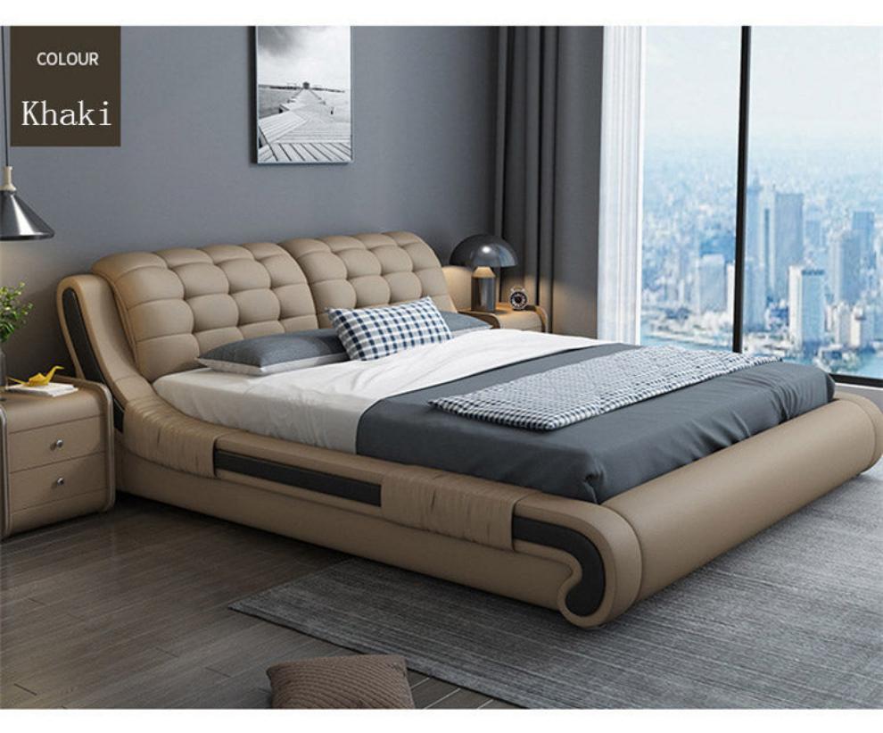 Modern style synthetic leather sofa bed 1.8 m french bed with storage.