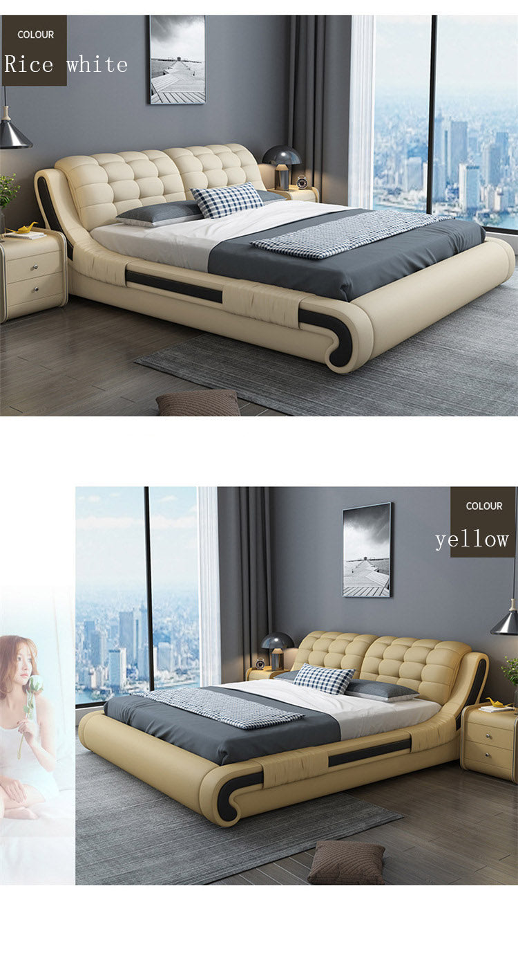 Modern style synthetic leather sofa bed 1.8 m french bed with storage.