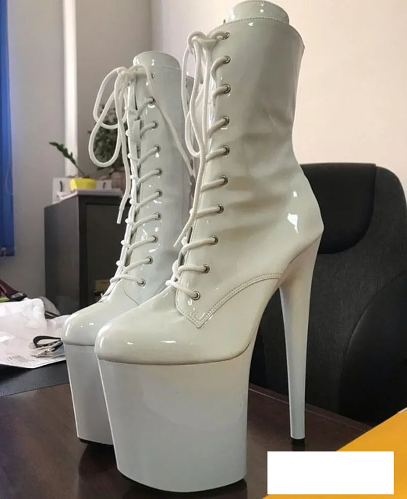 LAIJIANJINXIA New 20cm High Heels Women's Ankle Boots Waterproof Platform Thick Sole Thin Heel Sexy Night Pole Dancing Shoes