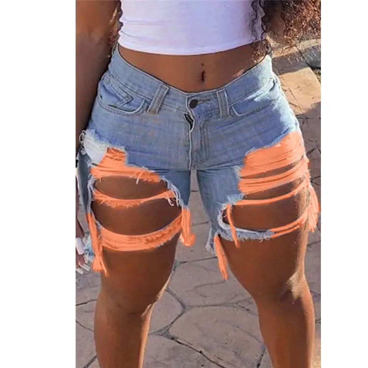 No Orange  Available. Women's Ripped Denim Shorts Fashion High Street Sexy Hot Girl Jeans Shorts S-2XL