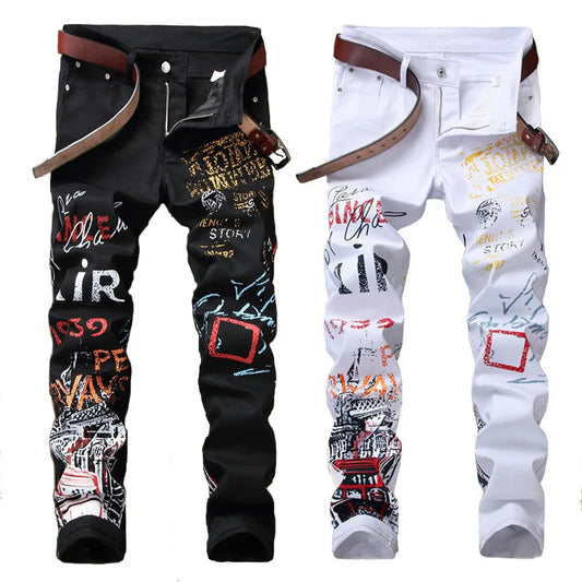 High Street Mens Jeans Night Club Hip Hop Denim Jeans for Men
