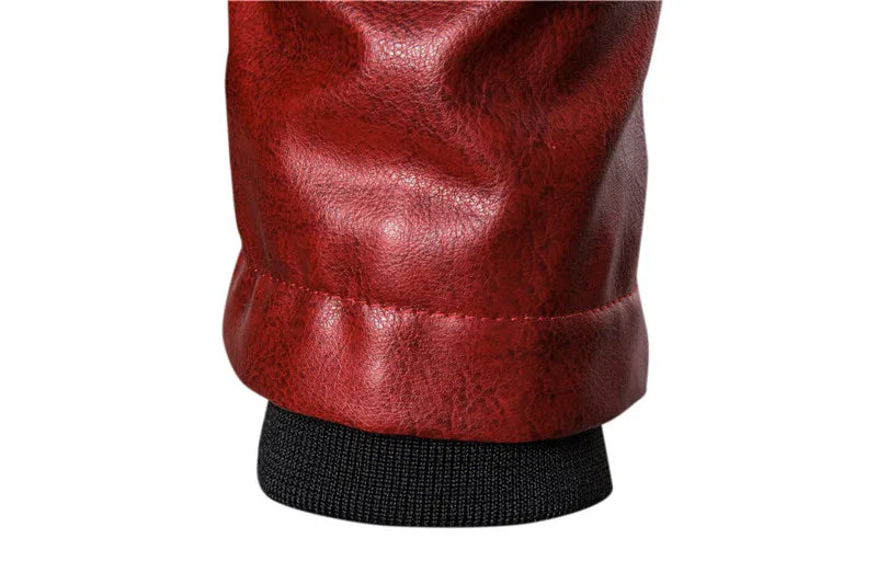 Motorcycle Leather Jacket Men Turn Down Fur Collar Slim Fit Warm PU Bomber Jackets Coats Mens Bikers