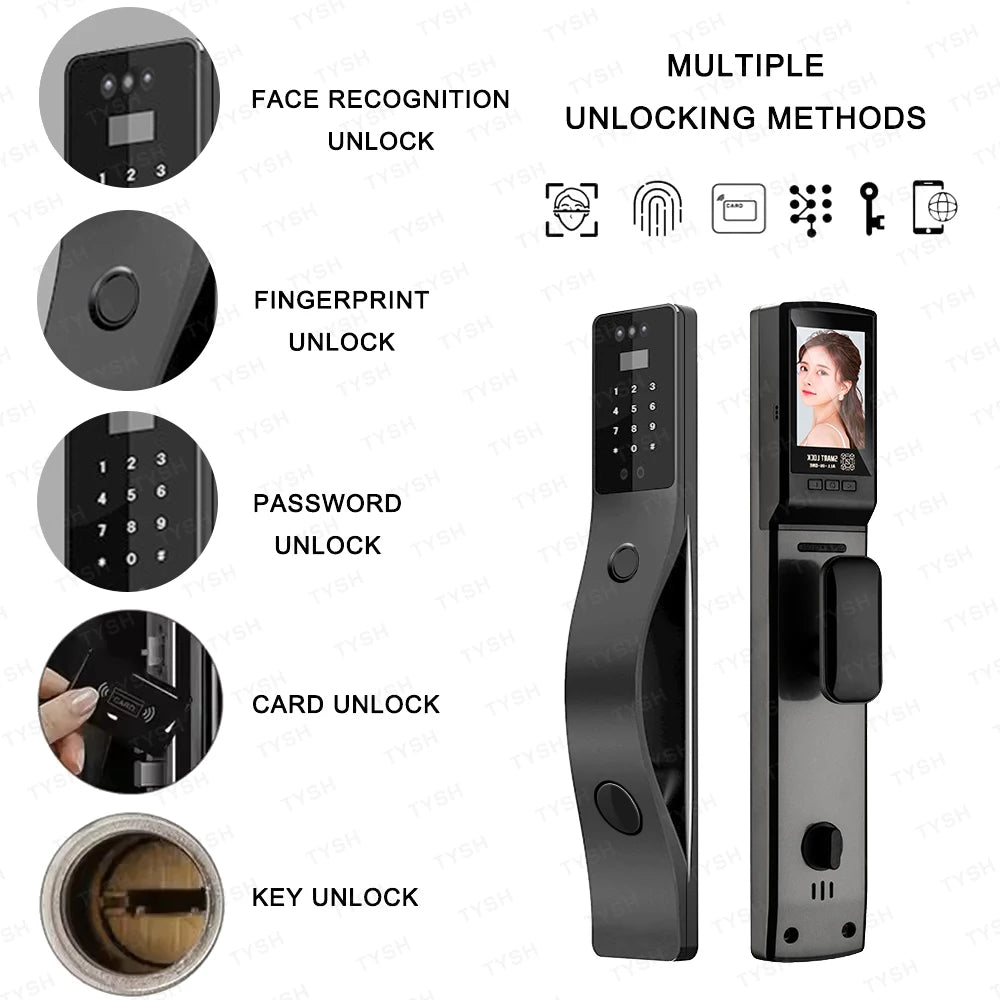 Ai Automatic Electronic smart door Lock Cerradura Inteligente Wifi App Fingerprint, Card &  Face Recognition