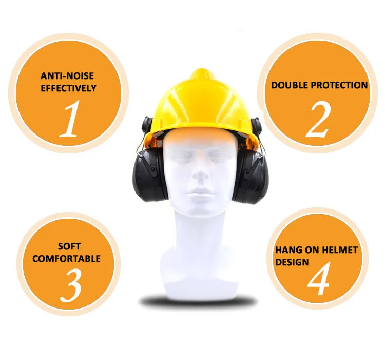 Anti-noise On-Helmet Earmuffs Ear Protector For Safety Helmet Cap Use Factory Construction Work Safety Hearing Protection