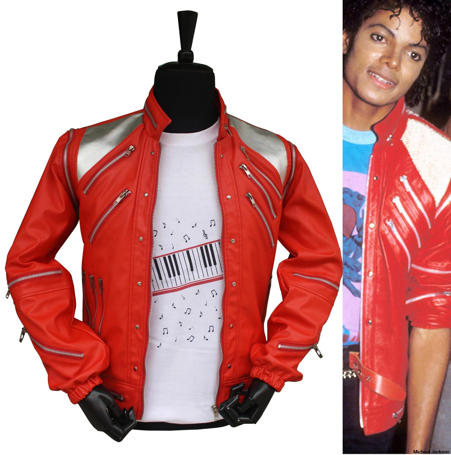 Red Zipper Michael Casual America Fashion Style Jacket Outwear Imitation