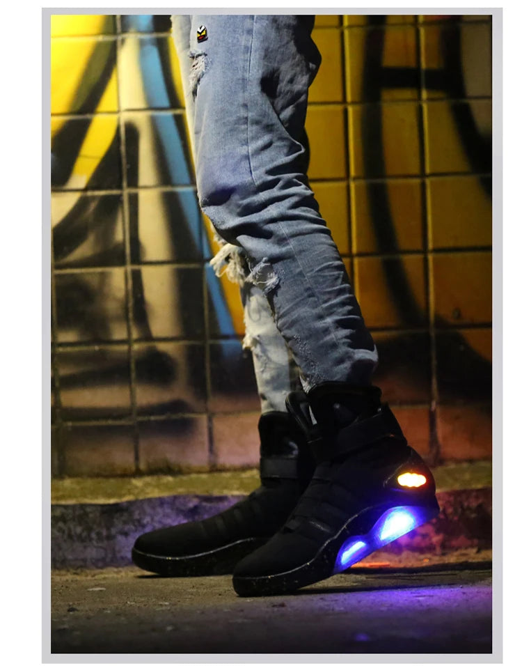 Skateboarding Shoes New Led Boots for Men,Women,Boys and Girls USB Rechargeable Glowing Shoes Man Party Shoes Cool Soldier Boots