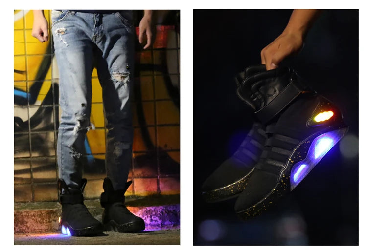 Skateboarding Shoes New Led Boots for Men,Women,Boys and Girls USB Rechargeable Glowing Shoes Man Party Shoes Cool Soldier Boots