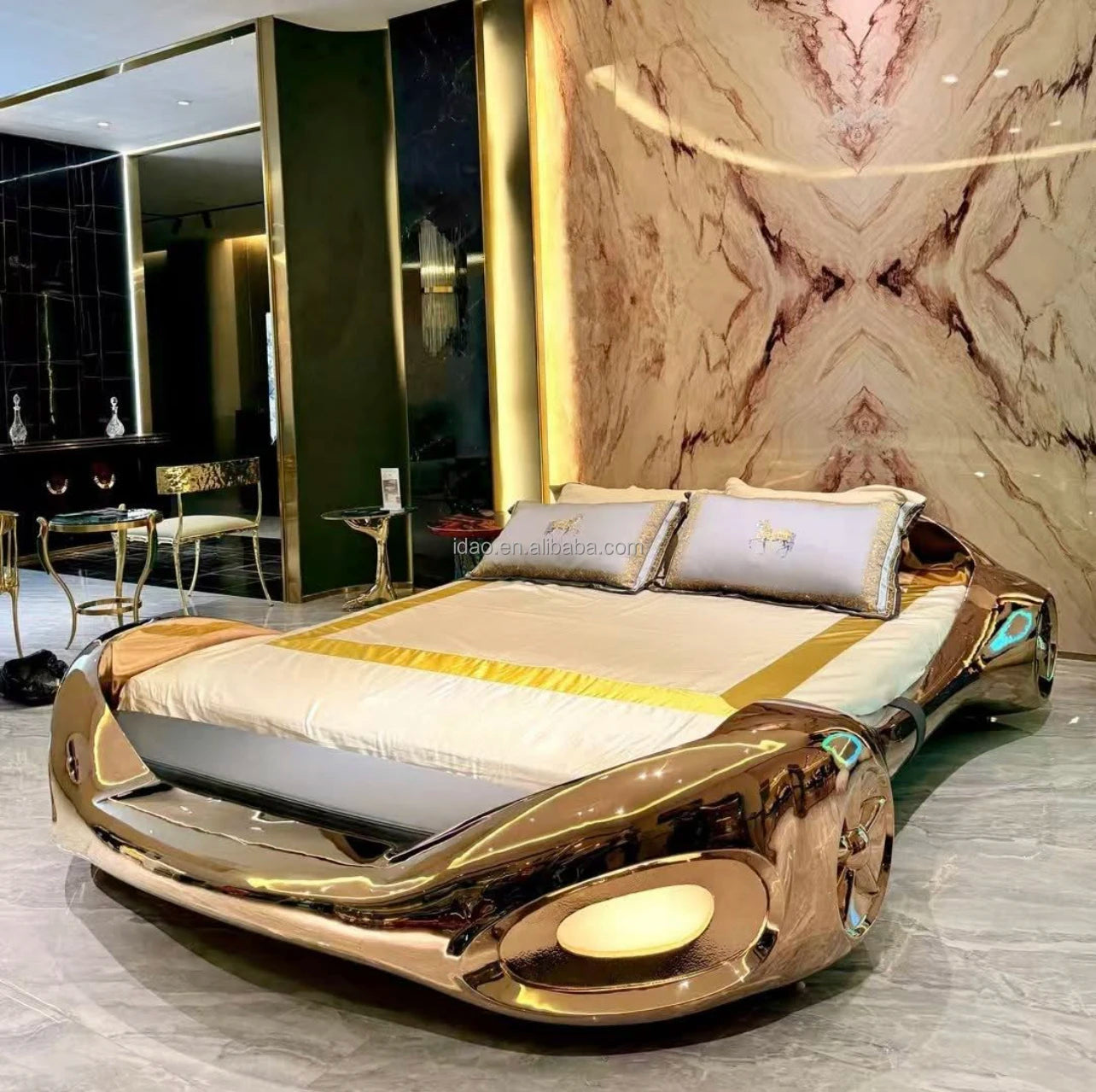 Modern Design Car Bed for Master Bedroom 304 Stainless Steel Convertible Double Bed Luxury Large Bed Room New Home Technology
