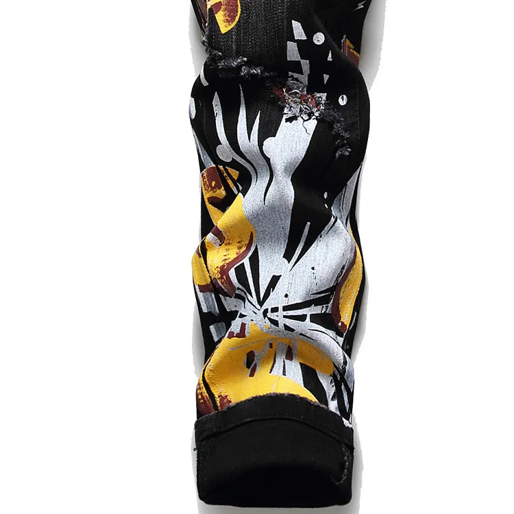 Digital Print Jeans Pant Quality Men's Jeans Fashion  Jeans Ripped Vintage