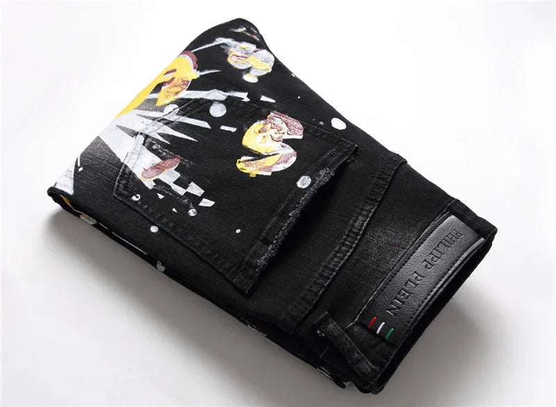 Digital Print Jeans Pant Quality Men's Jeans Fashion  Jeans Ripped Vintage