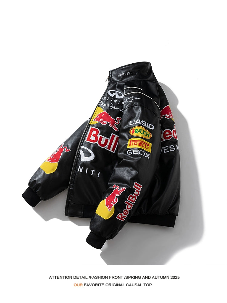 American Retro Racing Suit Motorcycle Cotton Jacket Fall and Winter Motorcycle Cycling Clothing Embroider Pilot Jacket Men's and Women's Coats