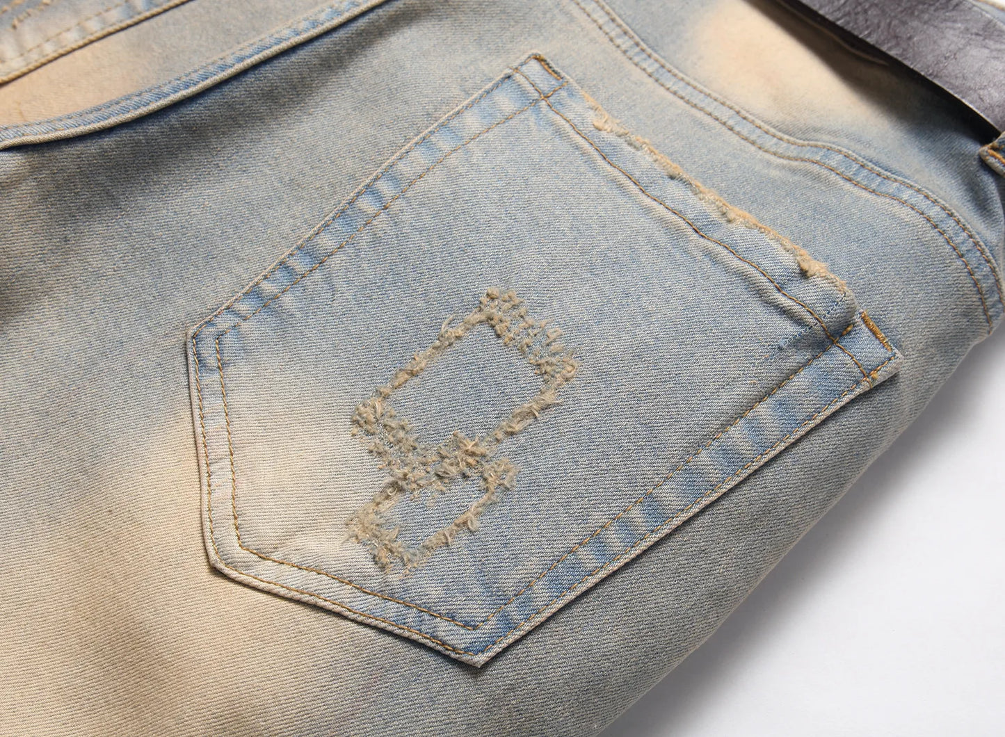 Kakan - New European and American Embroidered and Embroidered Long Jeans for Men's Wear, Retro Cuffed Fashion Stretch Jeans