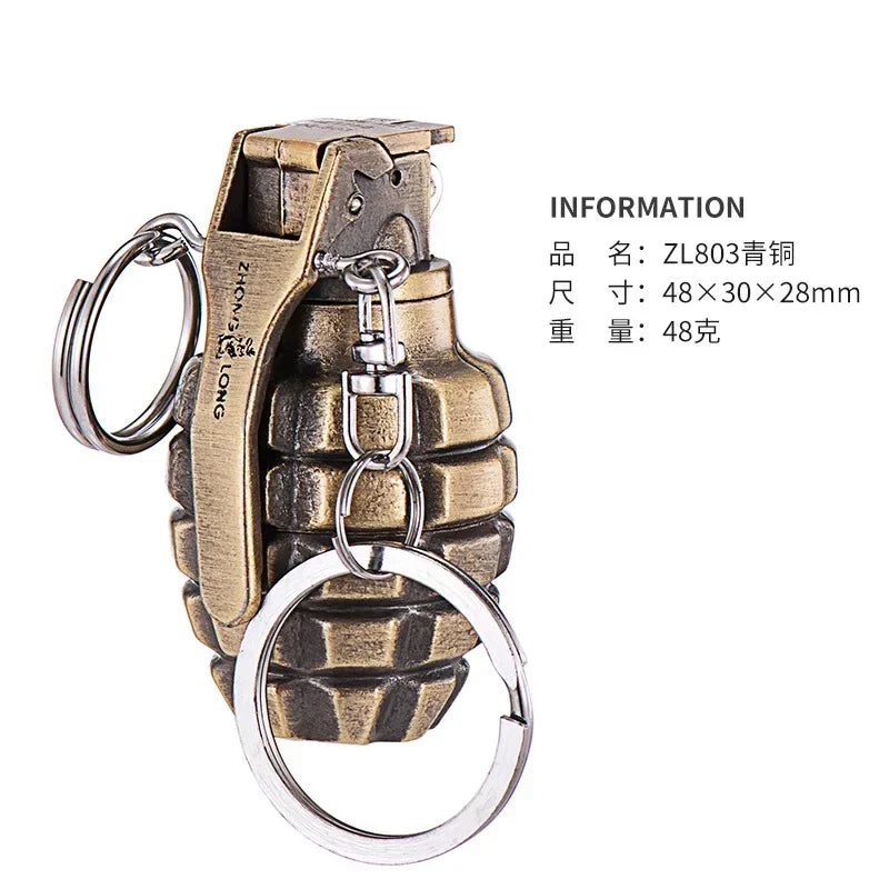 Grenade Design Windproof Jet Flame Butane Gas Lighter Outdoor Keychain Personalized Ornament Lighters Smoking