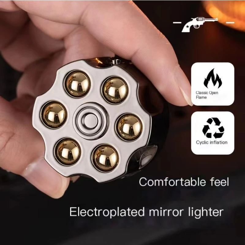 Creative Left Wheel Bullet Clip Shape Butane Gas Lighter Electroplated Mirror Sideslip Ignition Portable Smoking Accessories