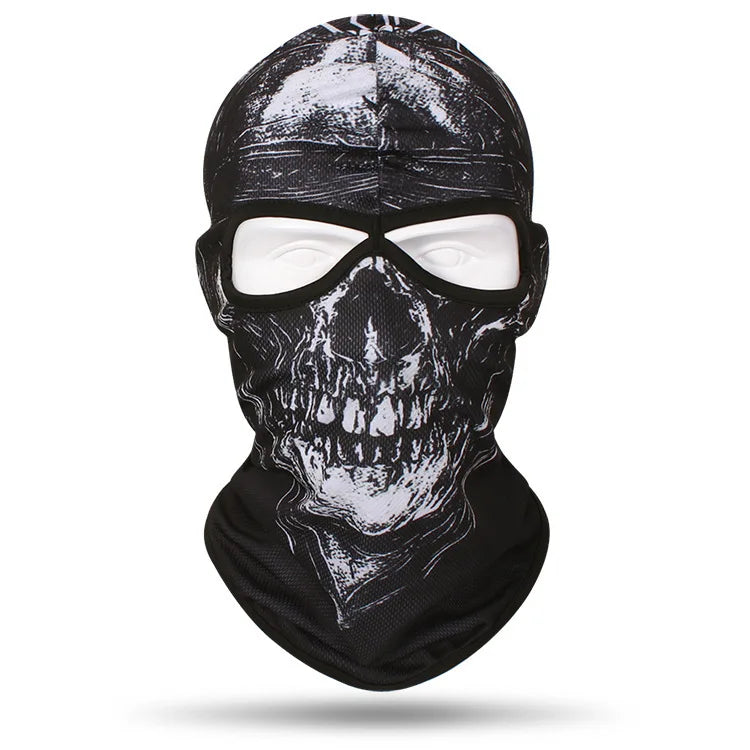 Outdoor Men Women Cycling Mask 3D Skull Bandana Balaclava Windproof Motorcycle Riding Full Face Cover 2 Holes Neck Face Shield