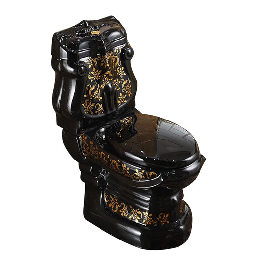 Bathroom Luxury Ceramic Two Piece Golden Toilet Seat Water Closet Wc Gold Toilets and Sink Sets