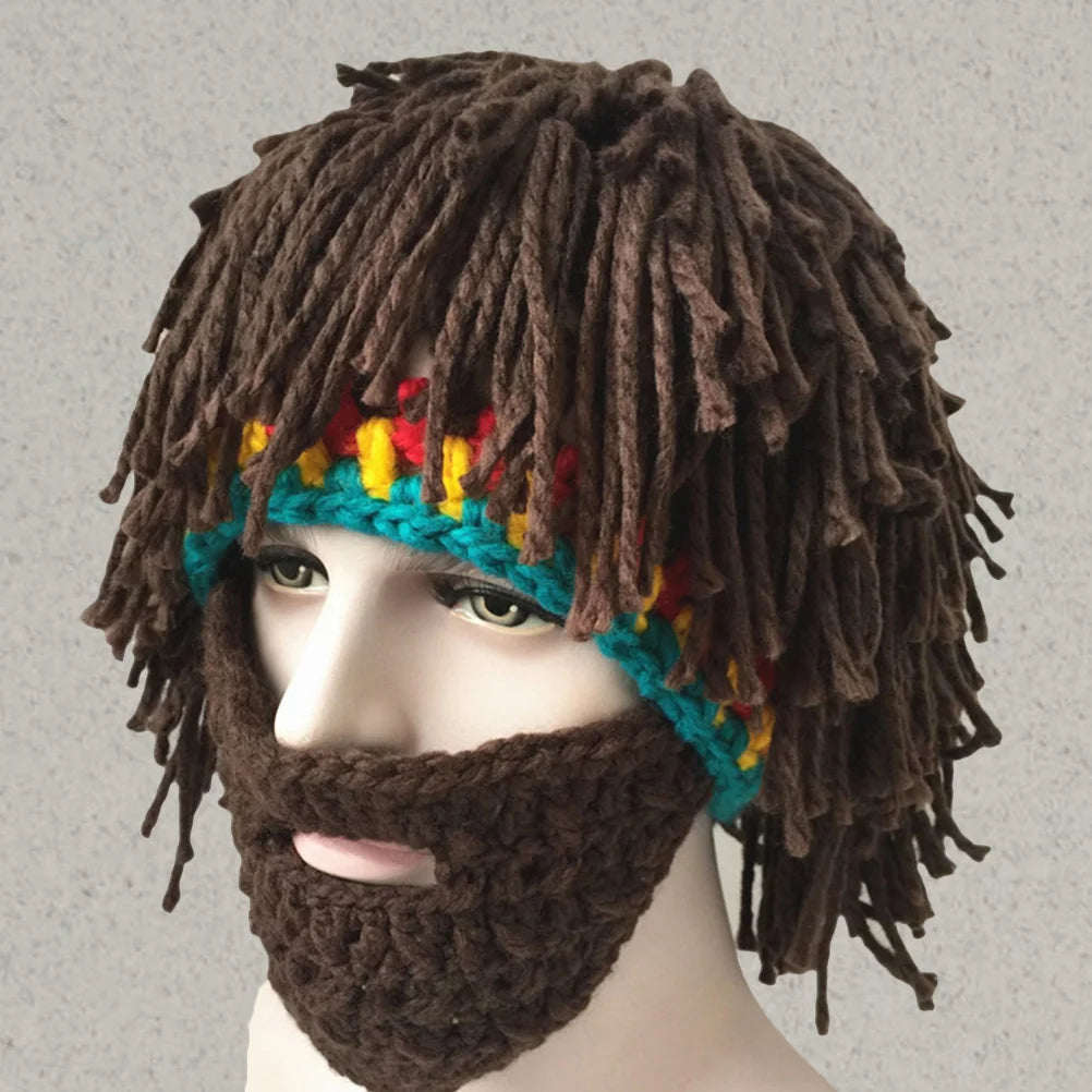 Beard Hats Knitted Wool Cap For Warm Winter Style Halloween Party Cosplay Gift Mask Beanies Handmade Crochet Headwear