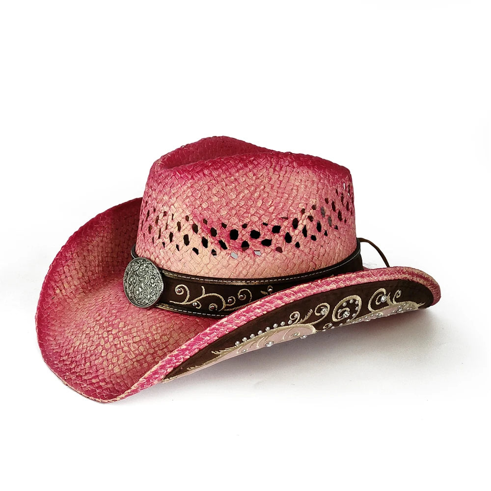 2025 Pentagram Retro Straw Hat for Women Men Curled Edge Vintage Western Cowboy Hat Summer Beach Sun Hat Sombrero Hombre