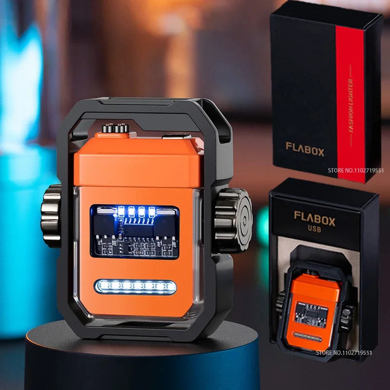 2025 New Mechanical Decompression Fidget Top Lighter Double Arc Electronic