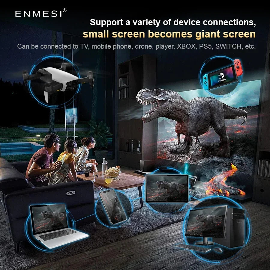 ENMESI V20 3D AR Smart Glasses 4K 200 Inch Max Screen VR All-in-One With Dual FHD Micro-OLED&0-500 Myopic Ddjustment for Phones