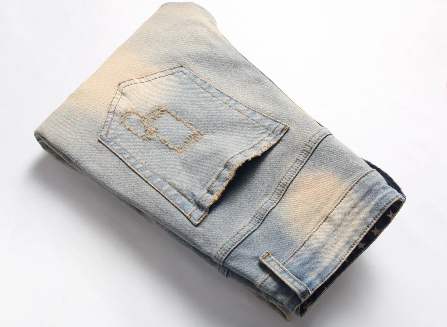 Kakan - New European and American Embroidered and Embroidered Long Jeans for Men's Wear, Retro Cuffed Fashion Stretch Jeans