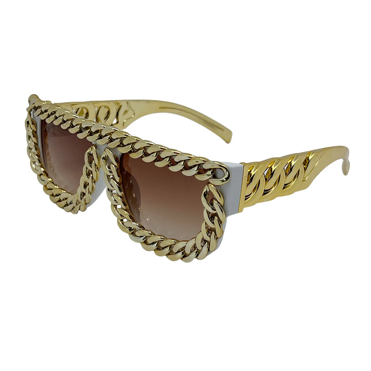 Gold Chain Sunglasses for Men Retro Exaggerated Fashion Designer