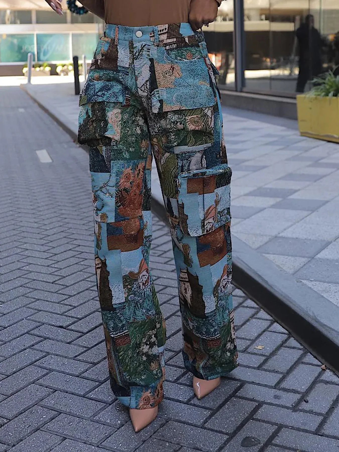 YAYA Vintage Wide Leg Jogger Pants Streetwear Cargo Active HipHop Sweatpants