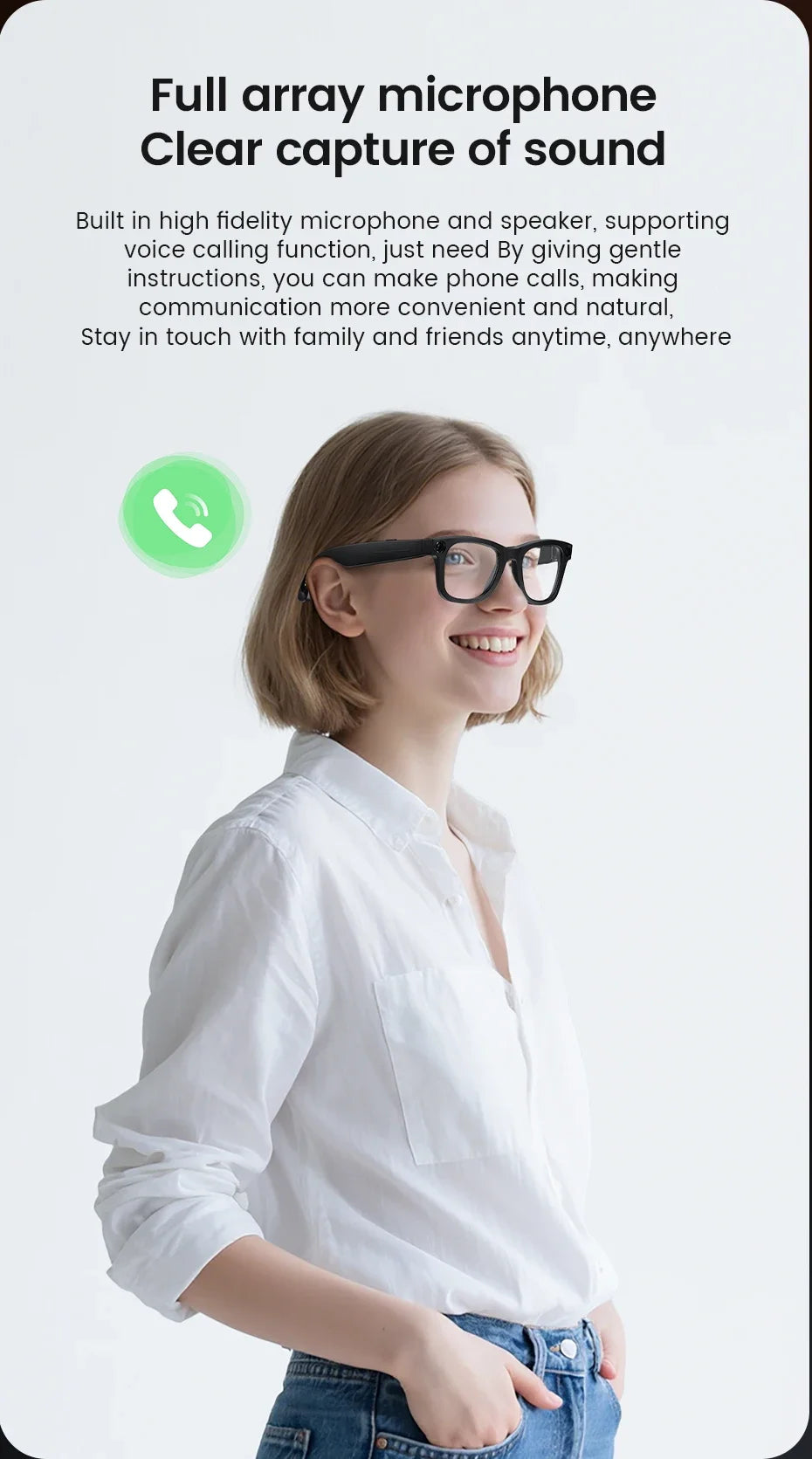 New AI SmartGlasses 800W HD Camera AI Translation Shooting Everything Recognition 4GB Storage 300mah SmartGlasses Men Women